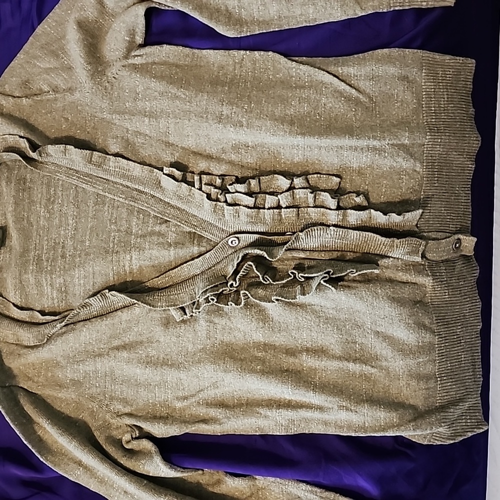 Eddie Bauer Ruffled V Neck Cardigan